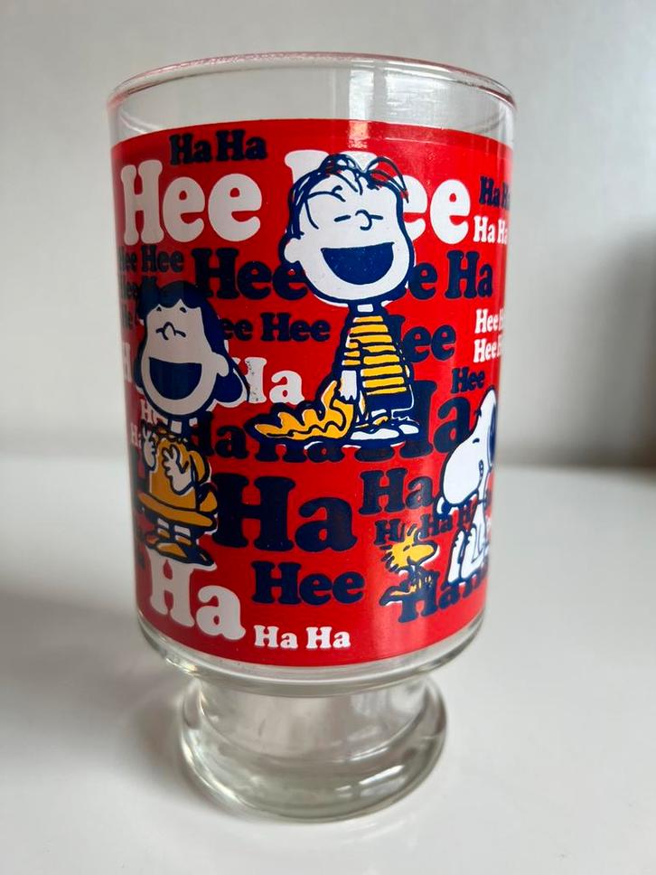 Vintage Grote Snoopy & Friends Vaas Glas 1965, Huis en Inrichting, Woonaccessoires | Vazen, Overige kleuren, Minder dan 50 cm