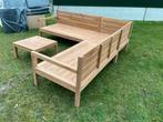Nieuwe massief teak houten loungeset met dikke kussens, Ophalen, 6 zitplaatsen, Teakhout, Zo goed als nieuw