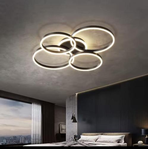 4 Ringen Plafondlamp - Zwart - 89 cm - Met Afstandsbediening, Huis en Inrichting, Lampen | Plafondlampen, Nieuw, Metaal, Overige materialen