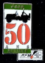Jeep-Renault 50 ans pin groot, Verzamelen, Speldjes, Pins en Buttons, Verzenden, Nieuw, Transport, Speldje of Pin