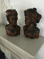 Afrikaanse bustes vrouw en man, Antiek en Kunst, Kunst | Beelden en Houtsnijwerken, Ophalen of Verzenden