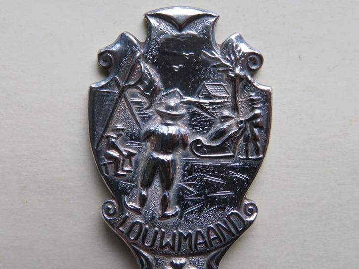 Verzilverd Douwe Egberts lepeltje Louwmaand (Januari), Antiek en Kunst, Antiek | Bestek, Verzenden