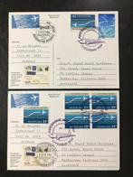 Twee kaarten UIVER herdenkinsvlucht 1984 Amsterdam Melbourne, Postzegels en Munten, Na 1940, Ophalen of Verzenden, Gestempeld