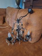 Prachtige Antieke Hanglamp met Kristallen, Antiek, Gebruikt, Ophalen of Verzenden, Glas
