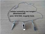 antiek zilveren halsketting, 3 stuks antieke bedels/hangers, Gebruikt, Zilver, Zilver, Ophalen