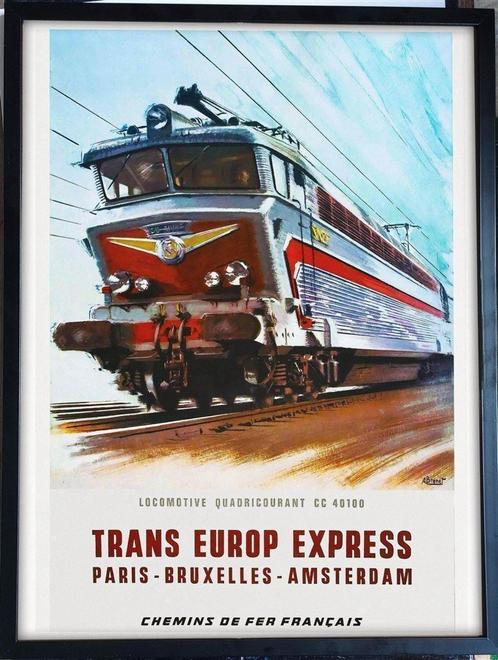 [Poster in Frame] Trans Euro Express trein, Verzamelen, Spoorwegen en Tramwegen, Nieuw, Trein, Kaart of Prent, Verzenden
