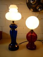 vintage tafellamp 60er jaren DDR kobalt robijn stukprijs, Ophalen, Mid-century, Minder dan 50 cm, Glas