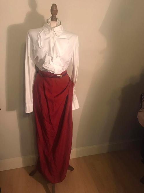 PAUW MAXI ROK LINNEN WIJN ROOD, Kleding | Dames, Rokken, Zo goed als nieuw, Maat 38/40 (M), Rood, Onder de knie, Verzenden