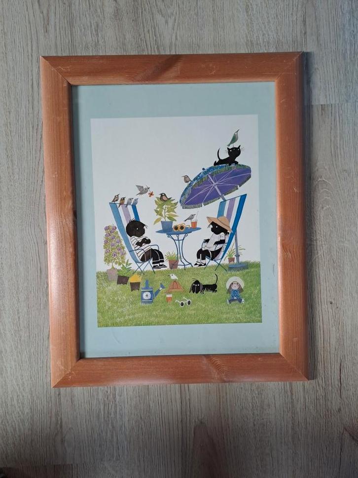 Jip en Janneke prent in houten lijst 48x38cm muurdecoratie, Huis en Inrichting, Woonaccessoires | Schilderijen, Tekeningen en Foto's