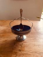 Antieke suikerpot met lepel zilver met blauw, Antiek en Kunst, Ophalen of Verzenden