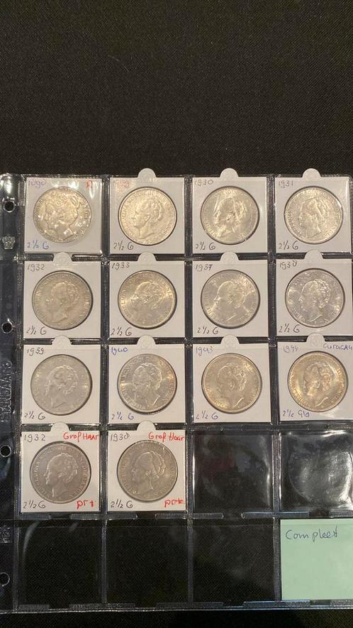 Wilhelmina zilveren rijksdaalders, Postzegels en Munten, Munten | Nederland, Setje, 2½ gulden, Koningin Wilhelmina, Zilver, Ophalen of Verzenden