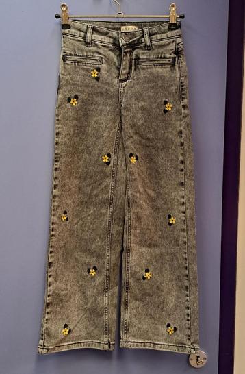 Looxs zwarte jeans met geel geborduurde bloemetjes 140 47706 beschikbaar voor biedingen