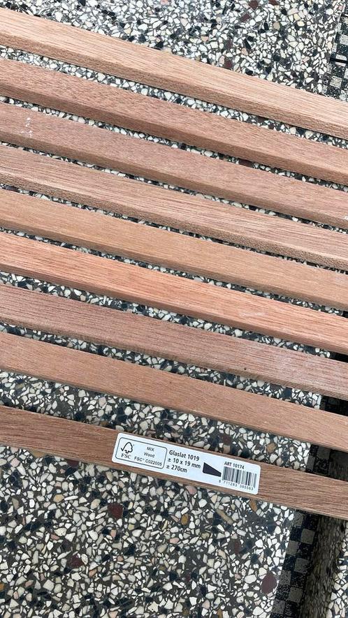 Glaslatten hardhout 10x19mm 270cm (hardhouten glaslat latten, Doe-het-zelf en Verbouw, Kozijnen en Schuifpuien, Ophalen of Verzenden