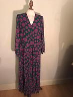 VINTAGE DRESS MAXI PLISSE GROEN/PAARS, Maat 38/40 (M), Overige kleuren, Verzenden, VINTAGE SENES