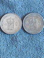 2 halve zilveren guldens Periode Wilhelmina, Postzegels en Munten, Munten | Nederland, ½ gulden, Koningin Wilhelmina, Ophalen of Verzenden