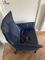 Blauwe leren stoel - Montis, Huis en Inrichting, Stoelen, Ophalen, Gebruikt, Blauw, Leer