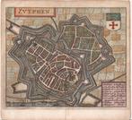 Zutphen Zvtphen Plattegrond Guicciardini gekleurd 1660, Antiek en Kunst, Ophalen of Verzenden