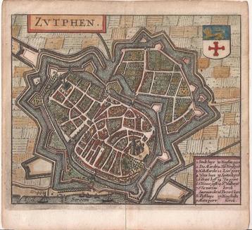 Zutphen Zvtphen Plattegrond Guicciardini gekleurd 1660 beschikbaar voor biedingen