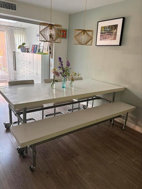 Industriële eetkamerset Goossens, Huis en Inrichting, Complete eetkamers, Gebruikt, Ophalen of Verzenden