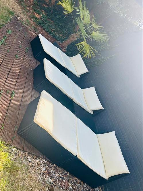 Lounge set, 3 bedden voor in de tuin, Tuin en Terras, Tuinsets en Loungesets, Gebruikt, Loungeset, Rotan, 3 zitplaatsen, Ophalen