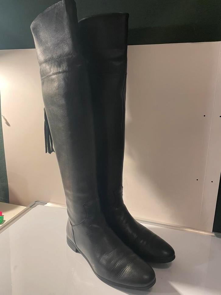 Linea Zeta Over Knee Boots Black Genuine Leather boots EU 37, Kleding | Dames, Schoenen, Zo goed als nieuw, Hoge laarzen, Zwart
