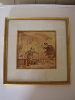 Antieke Aquarel Jean Baptiste Badou, Antiek en Kunst, Kunst | Schilderijen | Klassiek, Ophalen of Verzenden