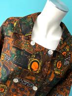 Vintage originele jaren 60 jurk bruin/oranje maat 46, Bruin, Verzenden, Maat 46/48 (XL) of groter, Vintage