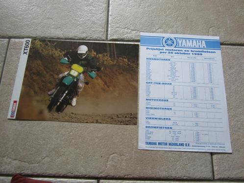 Yamaha XT600 brochure folder 1989 plus prijslijst, Motoren, Handleidingen en Instructieboekjes, Yamaha, Ophalen of Verzenden
