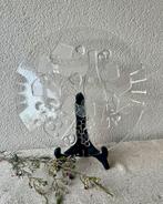 Vintage glasen borrelplank met franse print wijn kaas, Antiek en Kunst, Ophalen of Verzenden