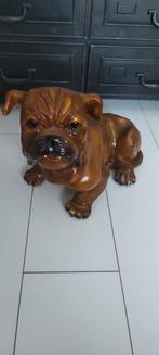 Vintage beeld Engelse bulldog bruin gips, Verzamelen, Beelden en Beeldjes, Ophalen, Gebruikt, Dier
