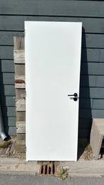 Witte deur met zwart deurbeslag en slot, Doe-het-zelf en Verbouw, Deuren en Horren, Ophalen, Gebruikt, Minder dan 80 cm, Binnendeur