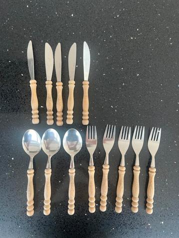 Vintage houten bestekset, jaren 70 beschikbaar voor biedingen