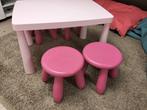 Ikea mammut tafel en 4 krukjes roze, Gebruikt, Tafel(s) en Stoel(en), Ophalen