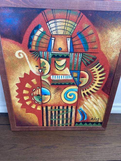 Olieverf schilderij van Harry Belong thema Azteken jaren 70, Antiek en Kunst, Kunst | Schilderijen | Abstract, Ophalen