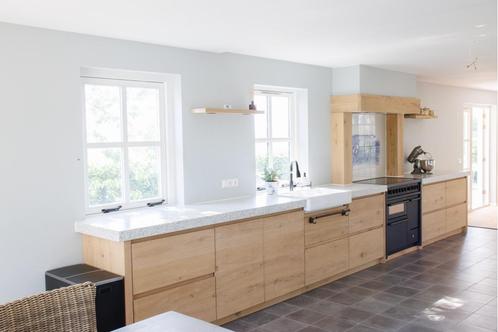 Maatwerk keukens - ECHT MASSIEF EIKEN, Huis en Inrichting, Keuken | Complete keukens, Nieuw, Hoekkeuken, Zwart, Composiet, Greeploos