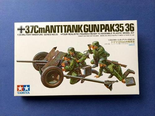 Tamiya 35035 3.7cm Anti-Tank Gun & crew 1/35, Hobby en Vrije tijd, Modelbouw | Auto's en Voertuigen, Nieuw, Tank, 1:32 tot 1:50