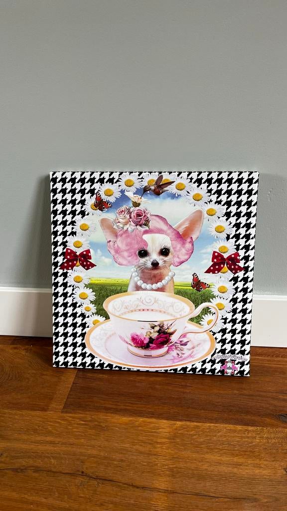 Canvas van de Kunstboer “Chiwawa” chihuahua 40 x 40 cm, Minder dan 50 cm, Oorspronkelijke maker, Ophalen of Verzenden, Zo goed als nieuw