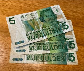 Setje van 3 x 5 Gulden Biljetten - 1973 beschikbaar voor biedingen