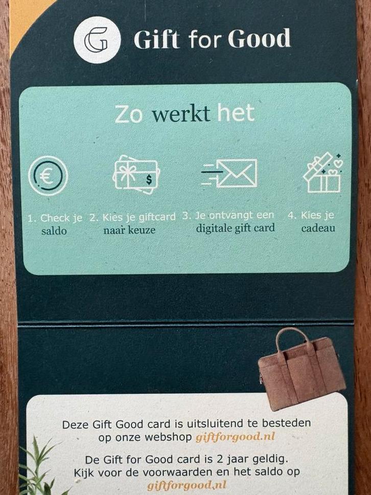 €50 cadeaubon Gift for Good, Tickets en Kaartjes, Kortingen en Cadeaubonnen, Eén persoon, Cadeaubon