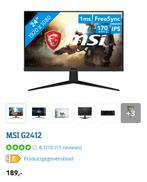 Zeer goede game monitor MSI G2412 Nieuwstaat, Ophalen of Verzenden, Zo goed als nieuw, 101 t/m 150 Hz, IPS