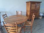 Drentse ronde eettafel ( klaptafel) met stoelen, Huis en Inrichting, Tafels | Eettafels, 100 tot 150 cm, Rond, Eikenhout, Vier personen