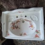 Grote antieke wastafel met bloemdecor in kleur 71,5x52cm, Antiek en Kunst, Curiosa en Brocante, Ophalen