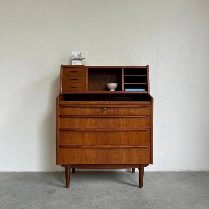 VINTAGE | SECRETAIRE | KAPTAFEL | DEENS | TEAK, Huis en Inrichting, Kasten | Secretaires, Gebruikt, Ophalen