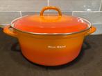 Vintage oranje emaille pan (131024c), Huis en Inrichting, Keuken | Potten en Pannen, Ophalen of Verzenden, Gebruikt, Overige materialen
