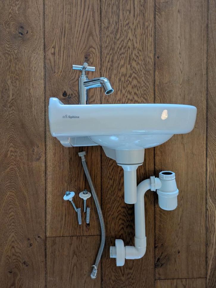Sphinx Hoekfontein + Kraan & Sifon, Doe-het-zelf en Verbouw, Sanitair, Zo goed als nieuw, Wastafel, Ophalen of Verzenden