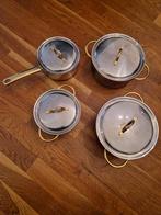 Chroom Pannenset 4-delig - Gasfornuis, Huis en Inrichting, Keuken | Potten en Pannen, Ophalen, Gebruikt, Rvs, Pannenset
