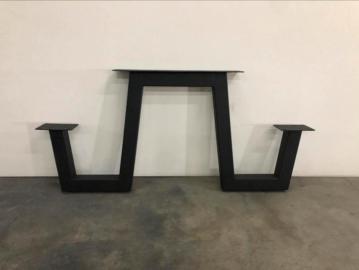 Metalen picknick onderstel tafel + bankje Zwart gecoat ACTIE, Huis en Inrichting, Tafelonderdelen, Nieuw, Rechthoekig, Metaal