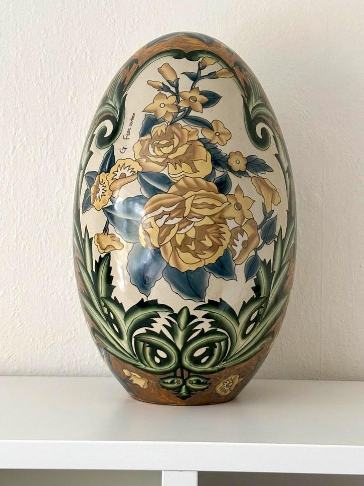Uniek Fieravino Ei - Art Nouveau Decoratie - 45cm, Antiek en Kunst, Antiek | Vazen, Ophalen