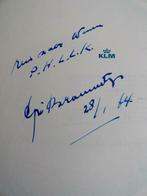 Gre Brouwenstijn origineel KLM menu 1964 met handtekening, Gebruikt, Ducoso, Ophalen of Verzenden, Boek, Tijdschrift of Artikel