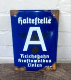 Duits Reichsbahn Haltestelle A Emaille Bord., Antiek en Kunst, Antiek | Emaille, Ophalen of Verzenden